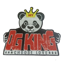 广东刺绣厂家直销服装珠片亮片绣花章仔圆形卡通翻片珠片绣布贴